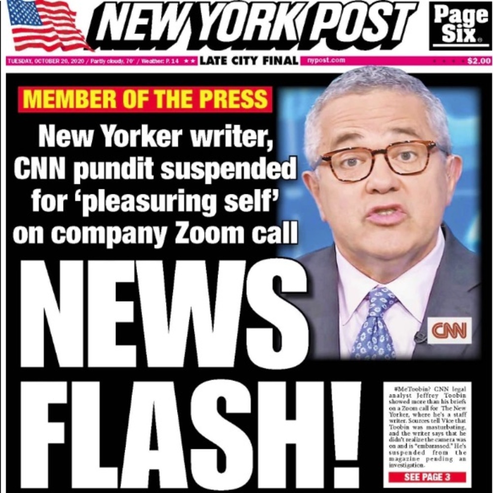 NEWS FLASH! JEFFREY TOOBIN ZOOM EXPOSED NY Post